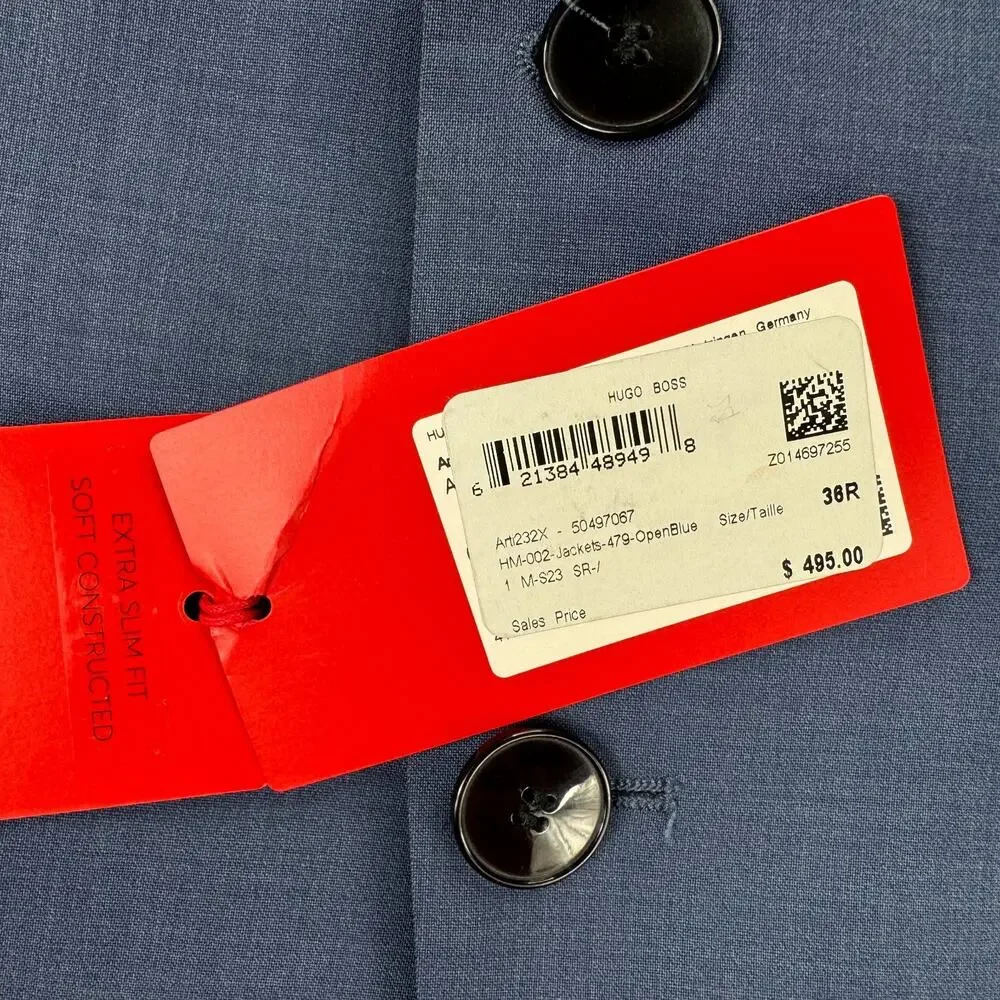 Hugo Boss Mens Arti Wool Extra Slim Fit Suit Jacket Blue 36R